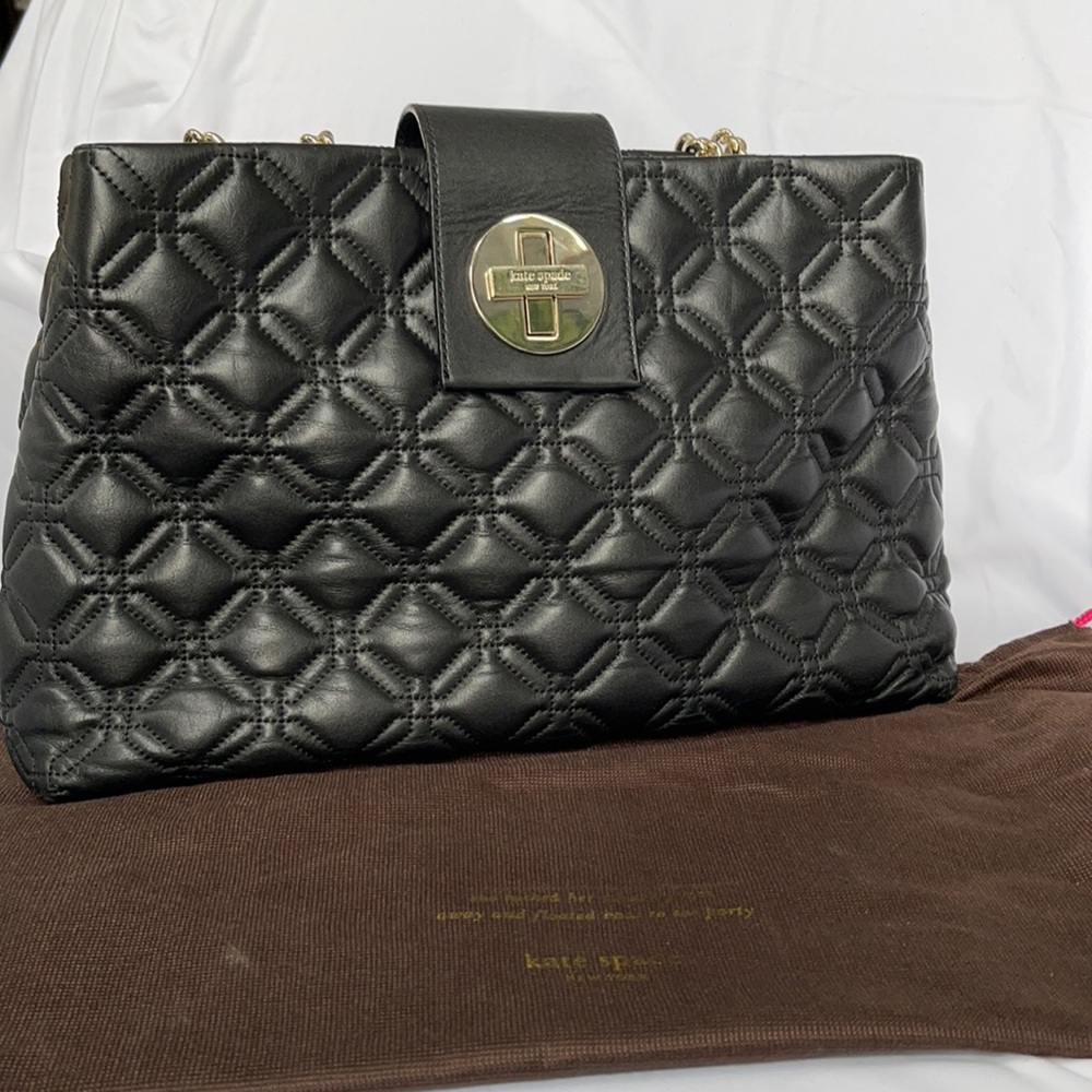 Black quilted leather Kate Spade shoulder bag